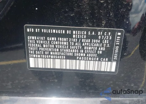 2023 Volkswagen Jetta 1.5T Sport from USA, damaged, VIN 3VWBM7BU6PM054039